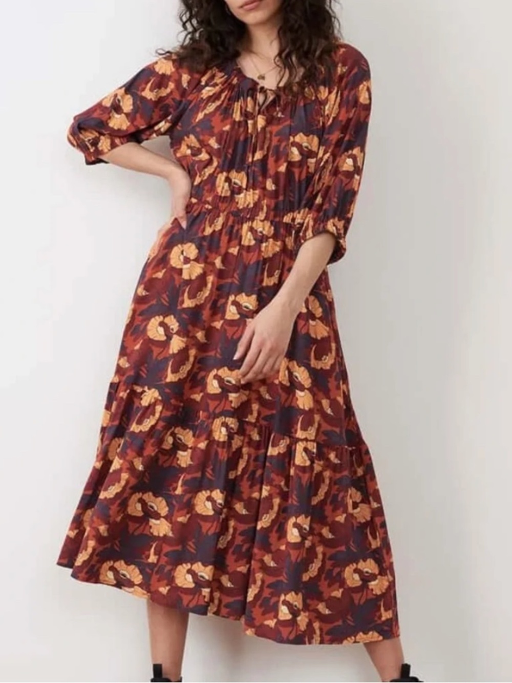 Brora Liberty Print Prairie Dress in Clay Flower Size 8UK, 4US